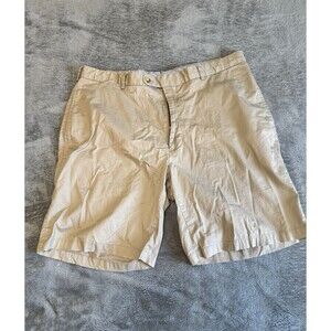PETER MILLAR Men's Shorts 38 Khaki 9'' Inseam Flat Front Golf Chino Cotton Solid